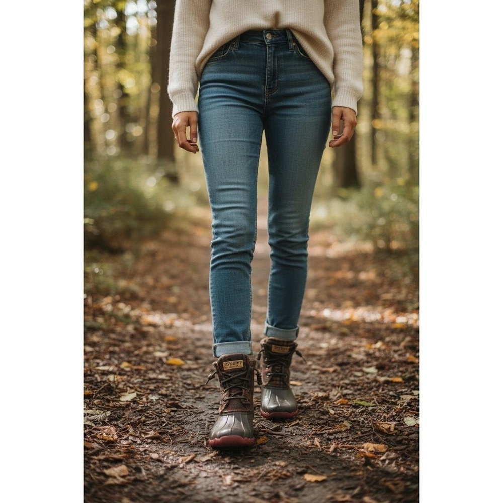 Sperry Womens Saltwater Brown Plaid‎ Duck Boot Waterproof Outdoor Size 9 - Picture 2 of 9